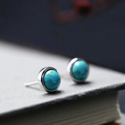 Buddha Stones Dainty Tiny Turquoise Serenity Stud Earrings