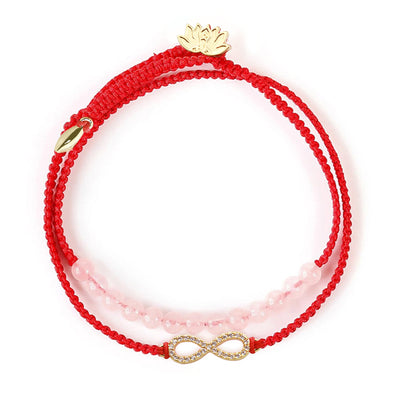 Buddha Stones Tibetan Handmade Lotus Pink Crystal Soothing Red String Bracelet (Extra 30% Off | USE CODE: FS30) Bracelet BS main