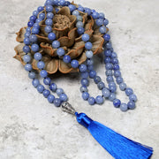Buddha Stones 108 Mala Blue Aventurine Beads Yoga Meditation Prayer Beads Necklace