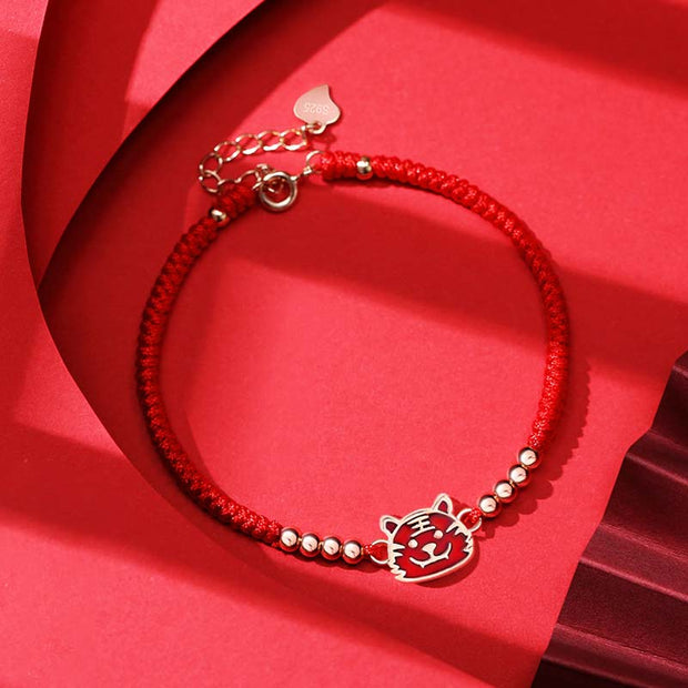Buddha Stones 12 Chinese Zodiac Lucky Red String Bracelet Bracelet BS Tiger(Bracelet Size 14+3.5cm)
