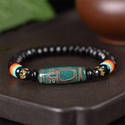 Buddha Stones Tibetan Nine-Eye Dzi Bead Om Mani Padme Hum Power Bracelet Bracelet BS Nine-Eye Dzi Bead(Wealth♥Protection)