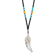 Buddha Stones Ethnic Turquoise Crystal Protection Necklace Pendant Necklaces & Pendants BS White