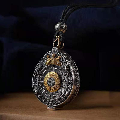 Buddha Stones Chinese Zodiac Nine Palaces Eight Diagrams Lotus Balance Rotatable Necklace Pendant Necklaces & Pendants BS Copper