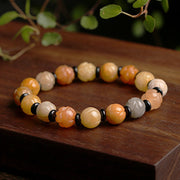Buddha Stones Golden Silk Jade Lotus Wealth Luck Bracelet Bracelet BS 5