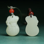 Buddha Stones Natural Hetian Jade Money Bag Wealth Necklace Pendant Key Chain Phone Hanging Decoration Necklaces & Pendants BS 5