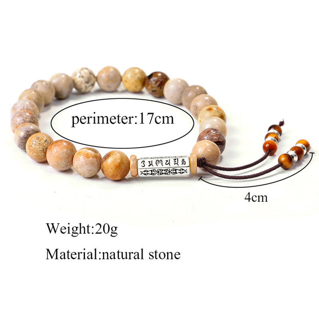 Buddha Stones Weathered Stone Om Mani Padme Hum Strengthen Bracelet Bracelet BS 8