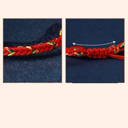 Buddha Stones Chinese Zodiac Natal Buddha Silver Luck Braided String Bracelet Bracelet BS 14