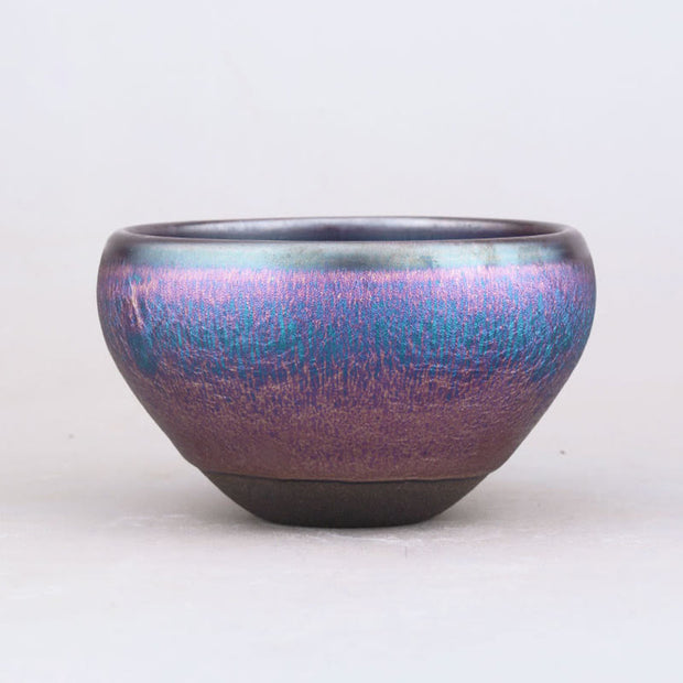 Buddha Stones Handmade Aurora Rainbow Design Chinese Jianzhan Ceramic Teacup Tenmoku Kung Fu Tea Cup