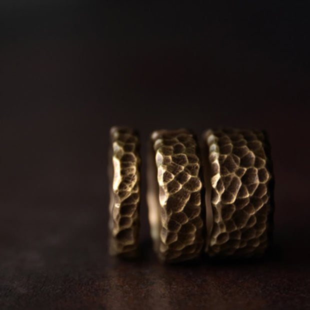 Buddha Stones Tibetan Bump Texture Design Copper Brass Luck Ring Ring BS 18