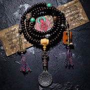 Buddha Stones Tibet 108 Mala Beads Purple Bodhi Seed Bagua Vajra Auspiciousness Bracelet