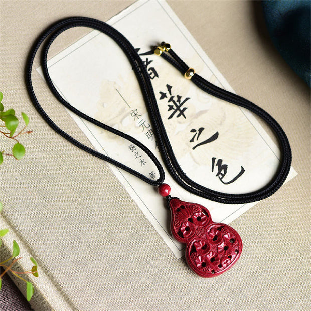 Buddha Stones Laughing Buddha Yin Yang Chinese Zodiac Gourd Natural Cinnabar Blessing Necklace Pendant Necklaces & Pendants BS 24