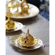 Buddha Stones Tibetan Gold Mini Leaf Coaster Meditation Incense Burner