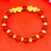 Buddha Stones Electroplating Golden Double Pixiu Wealth Bracelet Bracelet BS 2