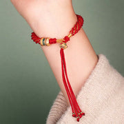 Buddha Stones Tibetan Handmade Luck Thangka Prayer Wheel Charm Weave String Bracelet Bracelet BS 8