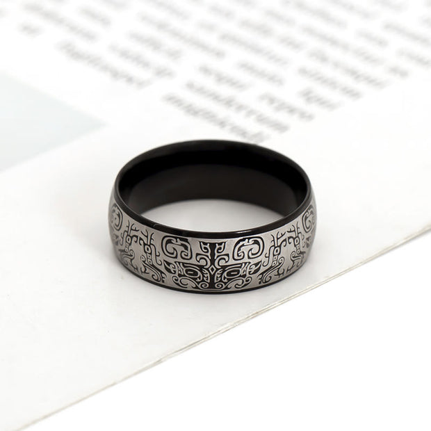 FREE Today: Ward Off Evil Spirits Lucky Mythological Creature Taotie Wealth Titanium Steel Ring