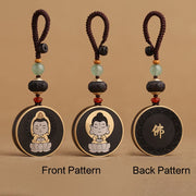 Buddha Stones Ebony Wood Rosewood Buddha Avalokitesvara Om Mani Padme Hum Balance Car Key Chain Decoration