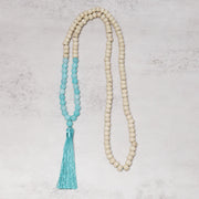 Buddha Stones Semi-Precious Gem Stones Wood Bead Necklace Multicolor Tassel Charms Chain Necklace Bracelet BS 2