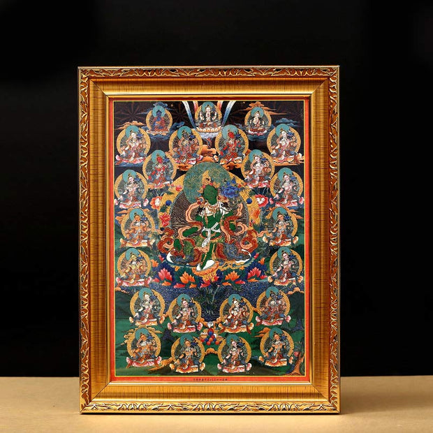 Buddha Stones Tibetan Framed Thangka Painting Blessing Decoration Decorations BS 10