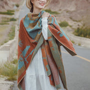 Tibetan Orange Shawl Warm Cloak Scarf