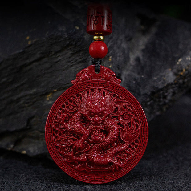 Buddha Stones Year of the Dragon Natural Cinnabar Dragon Protection Necklace Pendant Necklaces & Pendants BS 8