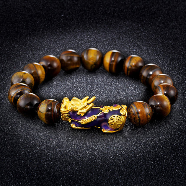 Buddha Stones Tibetan Handcrafted Tiger Eye Feng Shui Bracelet ...