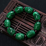 Buddha Stones Cyan Jade Carving Bead Luck Healing Bracelet Bracelet BS 1
