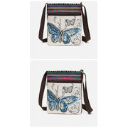 Buddha Stones Elephant Butterfly Embroidered Canvas Tote Bag Shoulder Bag Crossbody Bag Bag BS 25