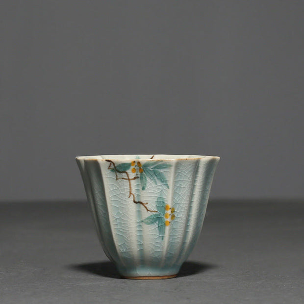 Buddha Stones Loquat Dogwood Hawthorn Morning Glory Ceramic Teacup Kung Fu Tea Cup