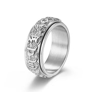 Buddha Stones Om Mani Padme Hum Balance Calm Titanium Steel Ring Rings BS 8