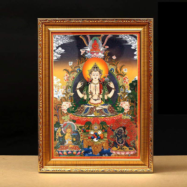 Buddha Stones Tibetan Framed Thangka Painting Blessing Decoration Decorations BS 18