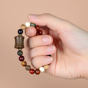 Buddha Stones Tibet Multicolored Sandalwood Om Mani Padme Hum Protection Bracelet Bracelet BS 5