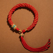 Buddha Stones Tibetan Handmade Luck Thangka Prayer Wheel Charm Weave String Bracelet Bracelet BS 9