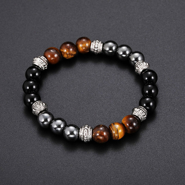 Buddha Stones Tiger Eye and Hematite Good Luck and Healing Bracelet Bracelet BS 4