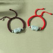 Buddha Stones Handmade Natural Jade PiXiu Protection King Kong Knot Braided String Bracelet Bracelet BS 10