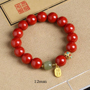 Buddha Stones Cinnabar Green Aventurine Fortune Protection Charm Bracelet Bracelet BS Emperor Sand 12mm