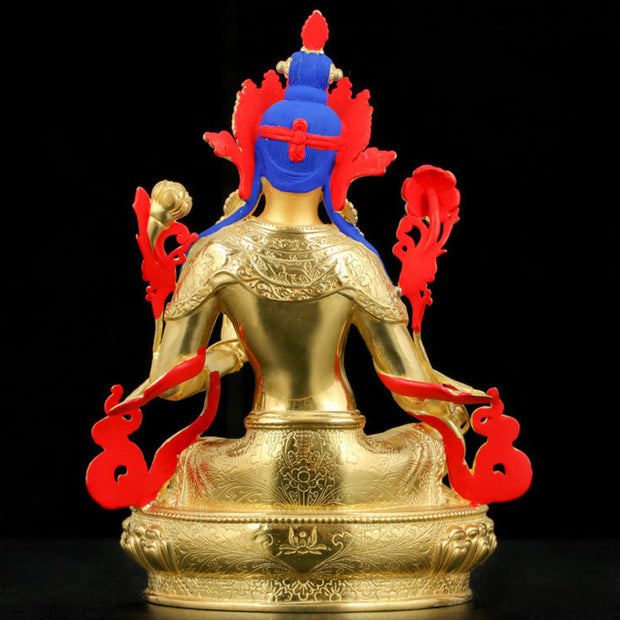 Buddha Stones Bodhisattva Green Tara Protection Copper Gold Plated Statue Decoration Decorations BS 3