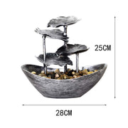 Buddha Stones Lotus Leaf Shaped Waterfall Fountain Tabletop Ornaments With LED Light Home Office Desktop Decoration