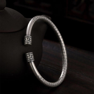 Buddha Stones Tibetan Heart Sutra White Copper Luck Bracelet Bracelet BS White Copper