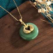 Buddha Stones Cyan Jade Koi Fish Luck Necklace Pendant Necklaces & Pendants BS 1