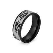 Buddha Stones Dragon Carved Protection Strength Titanium Steel Ring