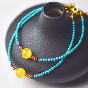 Buddha Stones Turquoise Amber Red Agate Protection Bracelet Necklace Pendant Bracelet Necklaces & Pendants BS 1