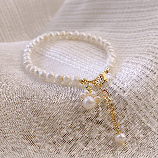 Buddha Stones Pearl Cat Paw Healing Chain Bracelet