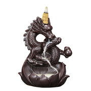 Buddha Stones Dragon Lotus Pattern Strength Protection Ceramic Incense Burner Decoration Incense Burner BS 10