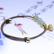 Buddha Stones Natural Jade Lotus Seed Strength Red String Weave Bracelet Bracelet BS 6