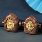 Buddha Stones Tibetan Gold Buddha Double Dorje Copper Serenity Ghau Prayer Box Necklace Pendant Necklaces & Pendants BS 1