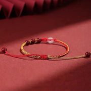 Buddha Stones Natural Cinnabar Jade Peace Buckle Blessing Bracelet Bracelet BS 18