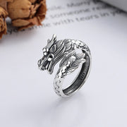 Buddha Stones 925 Sterling Silver Year Of The Dragon Luck Strength Adjustable Metal Ring Ring BS 1