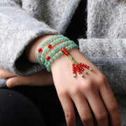 Buddha Stones 108 Beads Green Aventurine Red Agate Luck Mala Bracelet Mala Bracelet BS 1