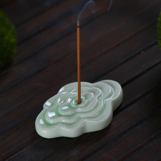 Buddha Stones Mini Auspicious Clouds Design Healing Stick Ceramic Small Incense Burner Decoration