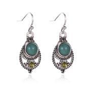 Buddha Stones Retro Turquoise Friendship Strength Hook Drop Dangle Earrings